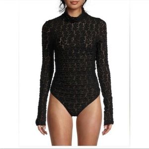 Free People Day & Night Lace Bodysuit in Black Size Med